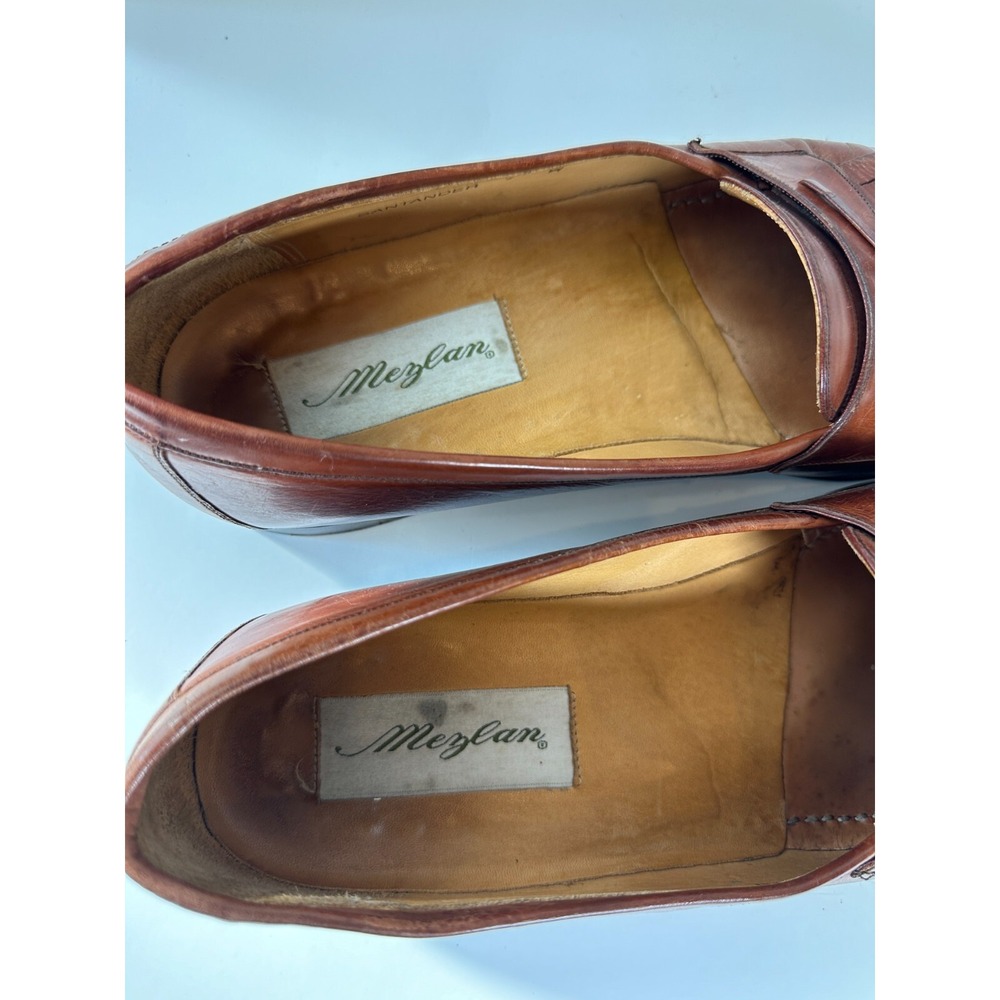 Mezlan Santander Cognac Brown Tassel Loafers Made in Spain Men's Shoes Size 9 W - Picture 6 of 13